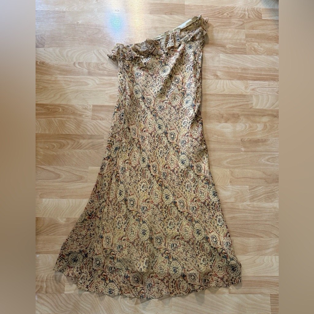 Nwt Vintage Ralph Lauren 100% Silk One Shoulder Dress Called Indian Summer. Sz10